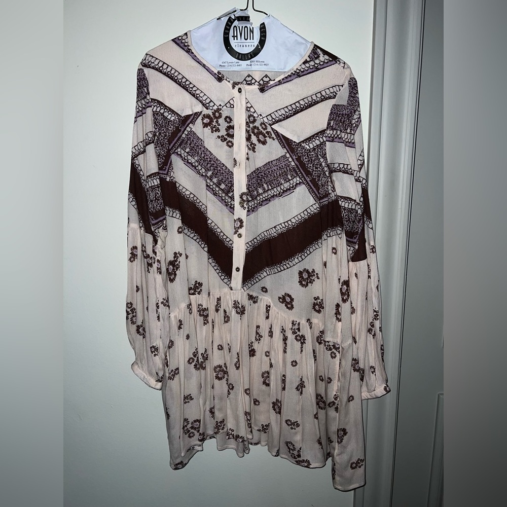 Free People L Pale Pink Western Dress.